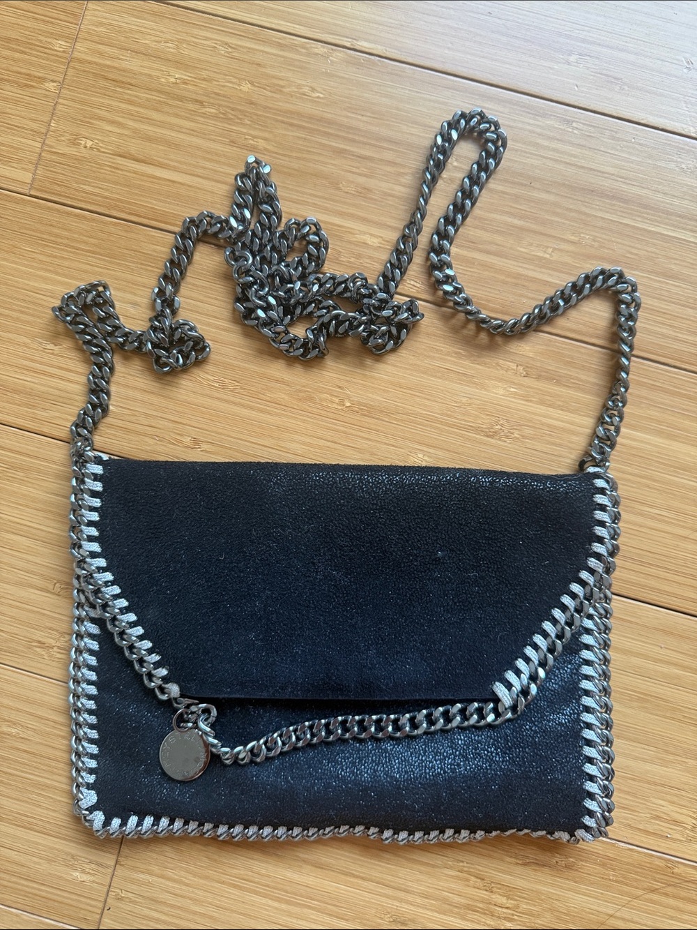 Stella McCartney Black Faux-Leather Chain Crossbody